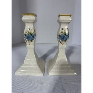 Vintage Mikasa Candlestick Holders Set Of 2 Garden Club Day Dreams 7.5" Japan M1